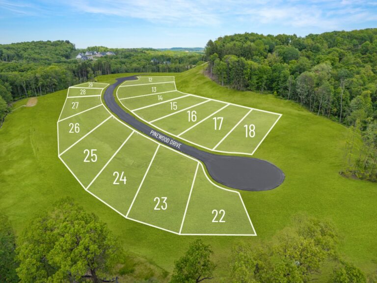 Aerial Diagram of Green Field and Wooded Area at Pinewood Drive | Pittsburgh New Home Connection