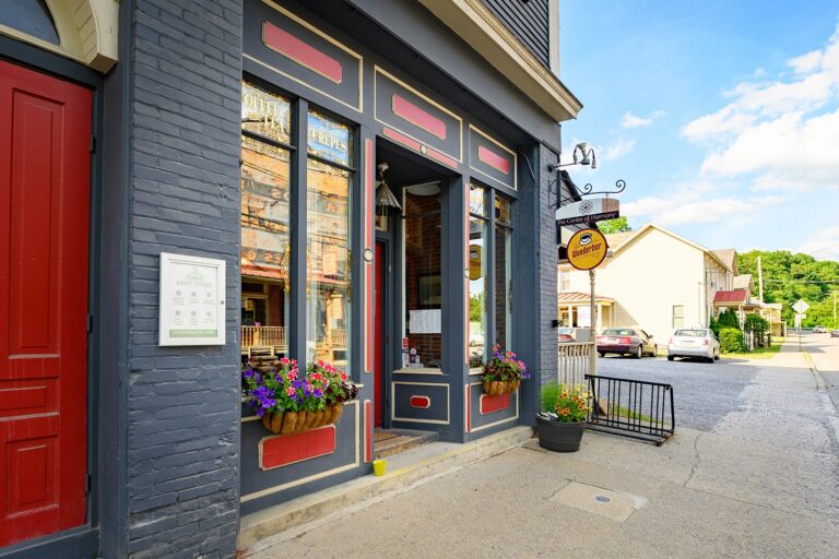 Quaint Wunderbar Coffee Shop Front in Gray & Red in Seneca Trails Townhome Community | Pittsburgh New Home Connection